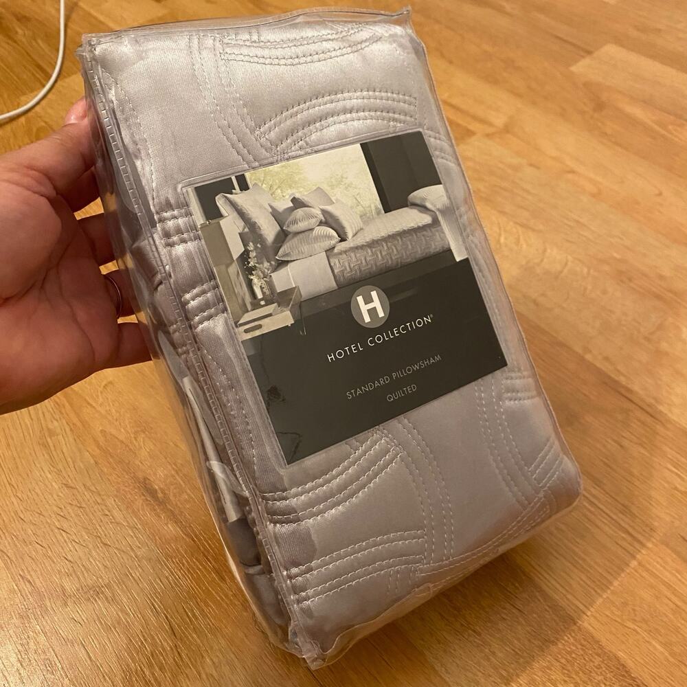 NWT Hotel Collection LUMINESCENT Quilted Standard  Pillowsham , Gray, MSRP $95